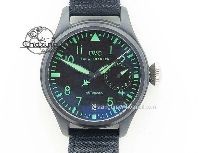 MIROTIME 0122 Vibrant Mark XVIII IW327001 SS M+F 1:1 Best Edition Black Dial on Black Leather Strap A 7055